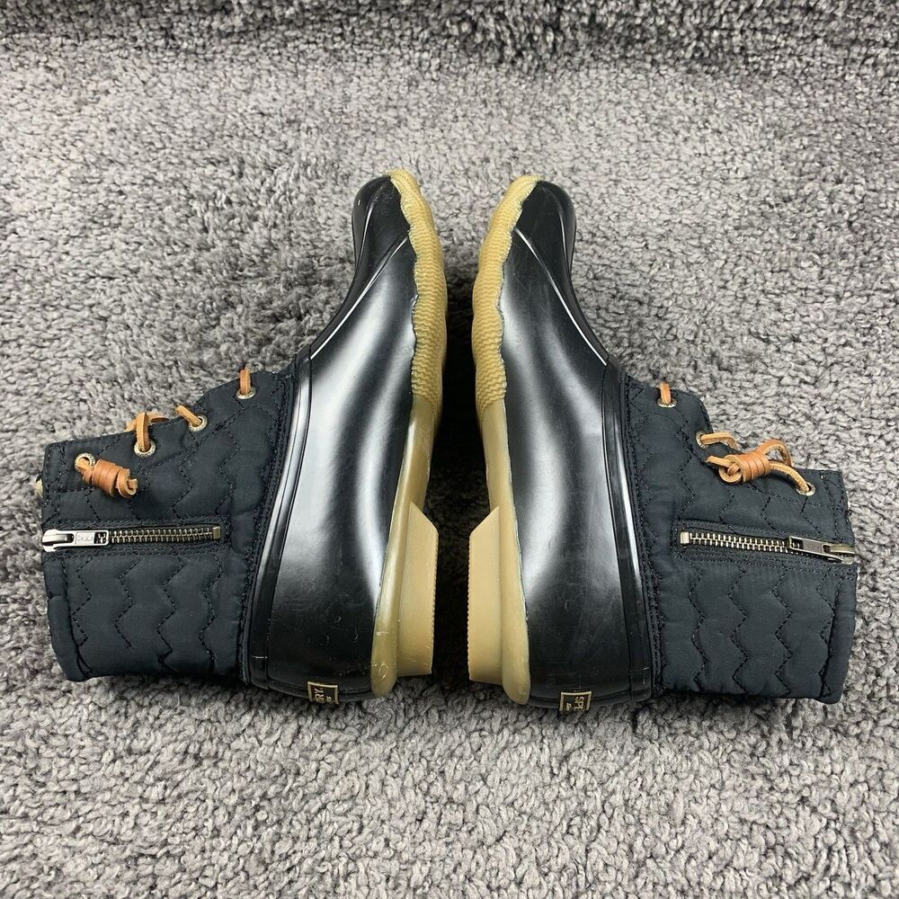 Sperry Duck Boots Black Saltwater Quilted Chevron Womens Size 9.5 - Picture 4 of 8